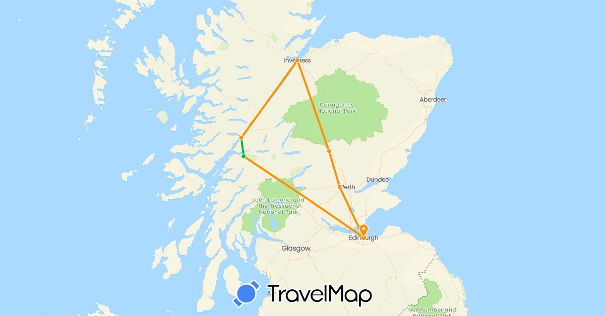TravelMap itinerary: driving, bus, hitchhiking in United Kingdom (Europe)